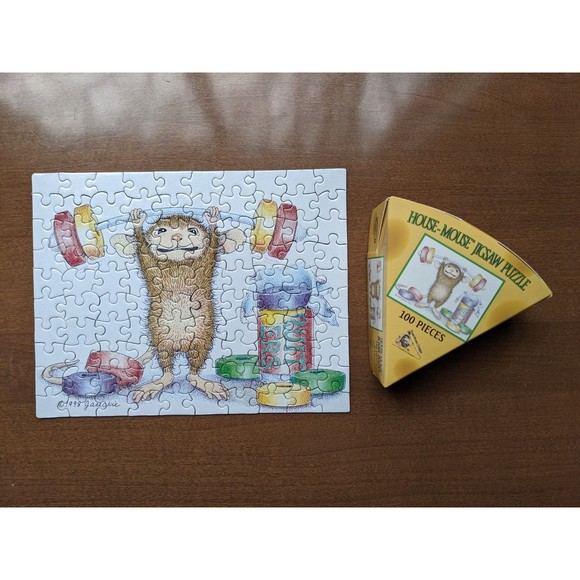 Vintage House Mouse Mini Jigsaw Puzzles Cheese Wheel Shaped Set of 6 Complete - Picture 6 of 9